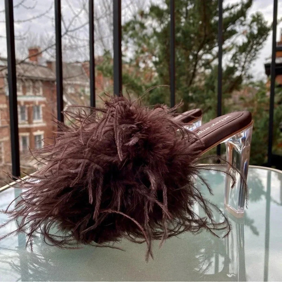 New Jeffrey Campbell Daisy Glass Feather Heels in Brown - Picture 9 of 13